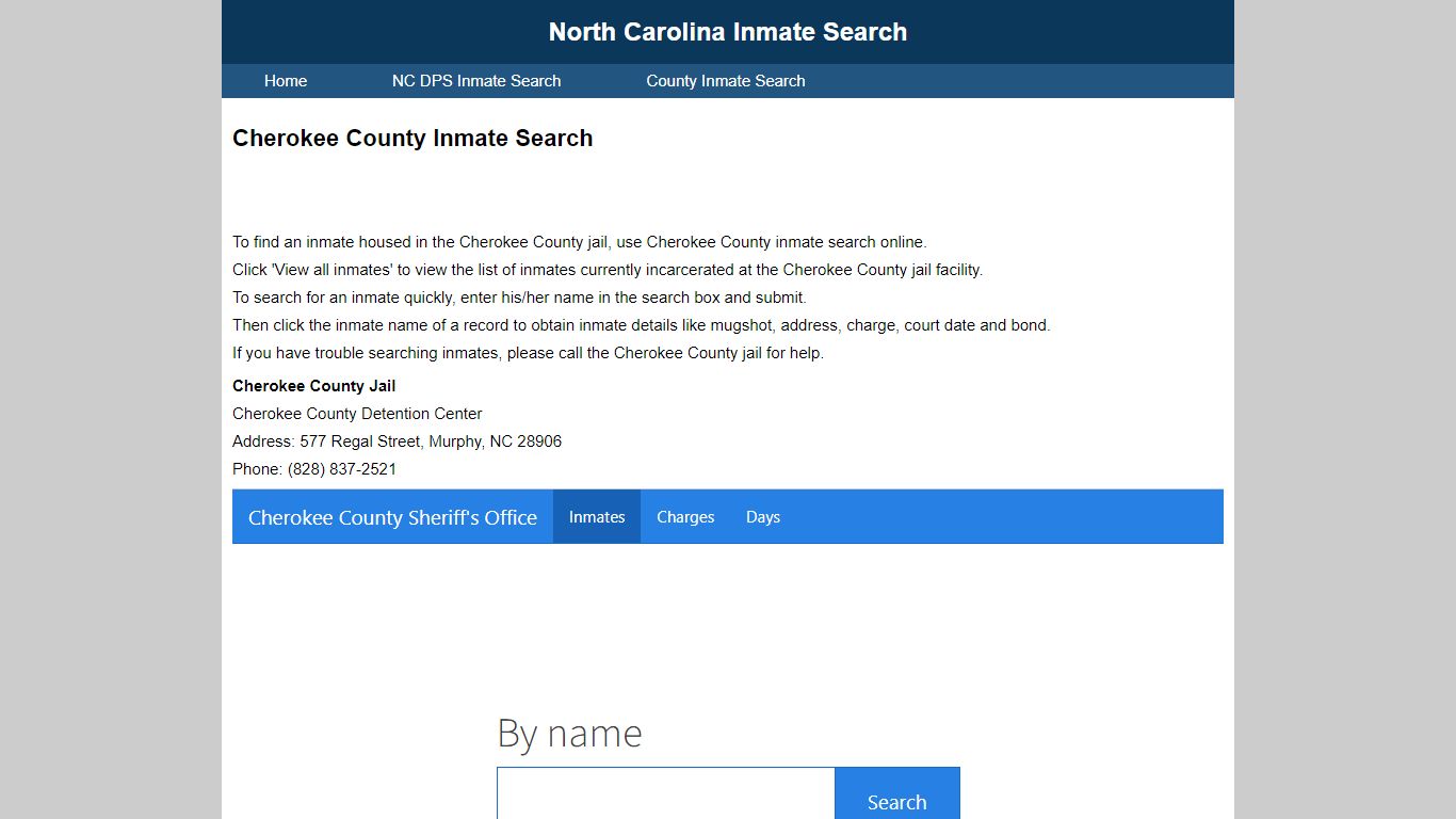 Cherokee County Inmate Search